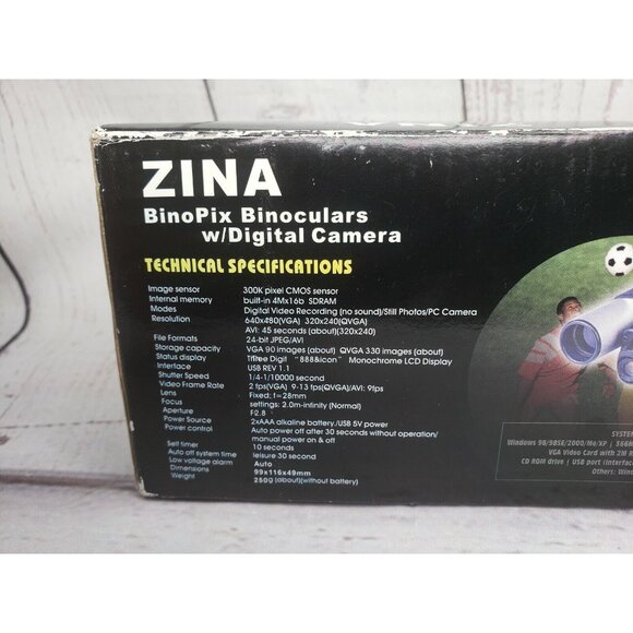 ZINA 4-in-1 10x25 BinoPix Binoculars with Digital Camera, Video, and PC Cam - Picture 4 of 7